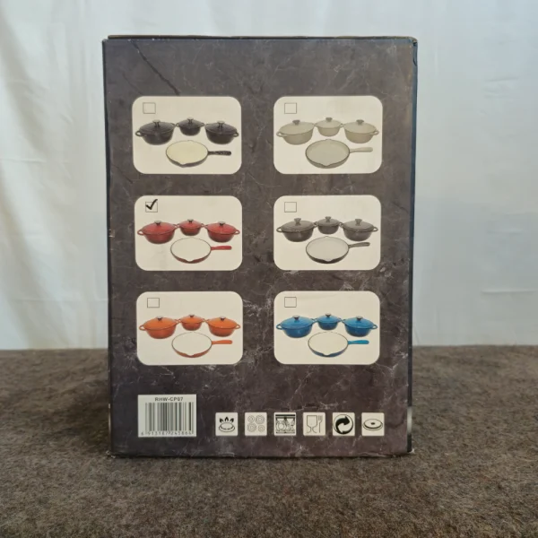 20250618_113909 Royal Homeware 7pce Cast Iron Pot Set Red